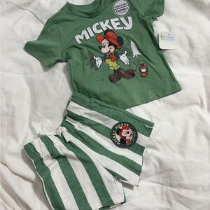 Disney Mickey Mouse shorts and shirt Set 24M NWT